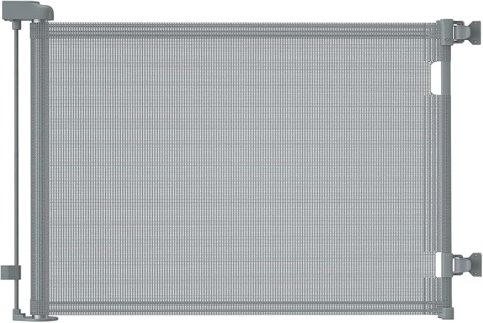 Retractable Baby Gates, Mesh Dog Gate for Doorways, 33.6" Tall, Expands to 55" Wide,Pet Safety Essential Fit for Baseboards, Wide Toddlers Gates for Hallways, Indoor & Outdoor,Grey