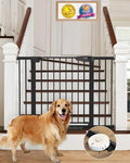 Cumbor 30-46" Baby Gate for Stairs, Auto Close Dog Gate for the House Black | Easy Install Pressure Mounted Pet Gates for Doorway, Dual Lock Indoor Safety Gate for Baby & Dog, Mom's Choice Awards Winner