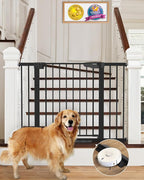 Cumbor 30-46" Baby Gate for Stairs, Auto Close Dog Gate for the House Black | Easy Install Pressure Mounted Pet Gates for Doorway, Dual Lock Indoor Safety Gate for Baby & Dog, Mom's Choice Awards Winner
