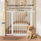 InnoTruth 27-36.6 in Wide Baby Gate for Stairs and Doorways, White | Indoor Metal Dog Gate for Pets, Auto Close 2 Way Swing Walk Through Door, Double Lock & Y-Bolts, Pressure or Hardware Mount