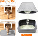Large Cat Litter Box Mat for Cats, Double Layer Cat Litter Trapping Mats | Waterproof, Urine Proof, Non-Slip Litter Pad for Indoor Honeycomb Large Cat Litter Mat, Easy to Clean Grey (33.8'' x 23.6'')