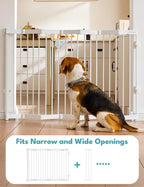 No Pawblems Retractable Safety Gate, Metal Adjustable Dog Gate for Doorways, Stairs & Hallways, Expands to 45" Wide, 36" Tall Gate, Auto Retract Design, No Bottom Bar, White