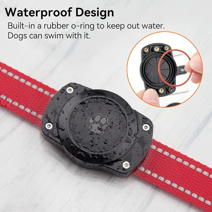 IPX8 Waterproof Airtag Dog Collar Holder [Metal Back Plate] Ultra-Durable Dog & Cat Collars Mount for AirTag 1st & 2nd Generation, Suitable for All Widths of Collars (2 Pack)