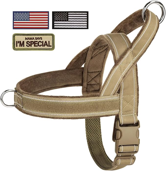 Forestpaw No Pull Dog Harness with Large Handle,Comfortable,M,Brown | Adjustable Fits Chest 23-28",28-50 lbs,Slip On,Quick Release Buckle,Easy Control,Soft Padded,for Medium Dogs Walking Training