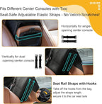 Console Dog Car Seat for Small Dogs Cats Up to 11lbs, Anti-Collapse Pet Armrest Booster Seat with Soft Pillow,Non-Slip Seat Rails Hooks & Safety Belt, Portable Car Accessories for Pets Travel