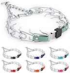 Herm Sprenger Chrome Plated Steel Dog Collar with Quick Release ClicLock Buckle and Biothane Insert Training Collar for Dogs Made in Germany (Sage Green, 25in x 4.0mm(Neck Size up to21-22in))