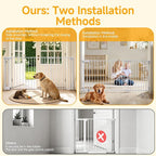 23.8"-60.6" Extra Wide Baby Gate for Stairs, Metal Pet Dog Gate for Doorways Indoor, 2 Installation Positions, Hardware Mount, 29.1”H Walk Through Safety Child Gate for Kids Toddler, White