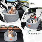 Lealchum Dog Car Seat for Small Dogs Up to 30 Lbs,Ultra Soft Fabric Fill in Comfy Memory Foam,Happy Pet Ride,2 Safety Dog Leashes,Fully Detachable and Washable,Anti Slip Base(Grey)