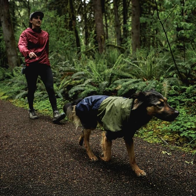 Ruffwear, Sun Shower Dog Raincoat Coverall, Waterproof & Windproof All-Weather Jacket with Full Coverage & Leg Straps, Lightweight & Reflective Dog Gear, Midnight Blue, Large
