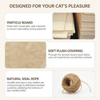 16-in-1 Cat Wall Shelves, Cat Furniture w/Tunnel & Bridge, Beige | Wall Mounted Cats Shelf Set with Plush Fabric, Cat Climbing Wall Systems for 16 Inch Drywall, with Scratching Posts, Condos