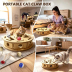 2026 New Model Circle Cat Nail File Enrichment Box Cat Nail File Box with Sandpaper Stress-Free Alternative to Trimming Nails, Cat Toys Interactive for Indoor Cats Nail Scratcher （Circular）