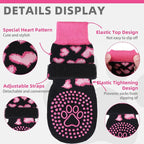 KOOLTAIL Valentines Dog Socks Shoes Costume to Prevent Licking Paws, Winter Dog Boots & Paw Protector for Hardwood Floors Anti Slip,Traction Control Grip Booties for Small Medium Large Senior Dogs, SM