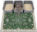 Cat Litter Mat Litter Trapping Mat, 40"x30" Waterproof Urine Proof Litter Box Mat Catcher Mat Non-Slip Washable for Kitty Kitten, Green