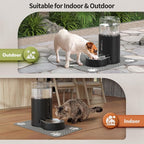 JUNSPOW Cat Water Dispenser with Placemat & Stainless Steel Bowl (4L Black) | Automatic Gravity Water Dispenser for Cats or Small Medium Size Dogs, Large Capacity, Easy to Clean