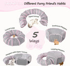 X-ZONE PET Portable Catio Playground, Outdoor Cat Enclosure, Enclosed Tent Playpen Tunnel for Indoor Cats & Small Animals, with Bag Storage 45 Inch Pink