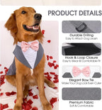 Kuoser Dog Tuxedo, Dog Suit and Bandana Set, Dogs Costume with D-Ring | Formal Dog Outfit with Detachable Bowtie Collar for Wedding, Birthday, Party, Christmas, Halloween, Grey M