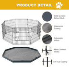 Foldable Dog Playpen,30in 8 Panels Metal Pet Exercise Fence with Bottom Pad | Dog Play Pen for Indoor Outdoor,Heavy-Duty Pet Fence Puppy Crate Kennel with Door for Small Medium Pets