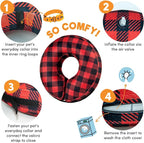 BENCMATE Inflatable Dog Cone Collar Alternative, Soft Dog Cone for Small Medium Large Dogs and Cats, Neck Recovery ECollar Donut Collar After Surgery (Medium, Plaid)