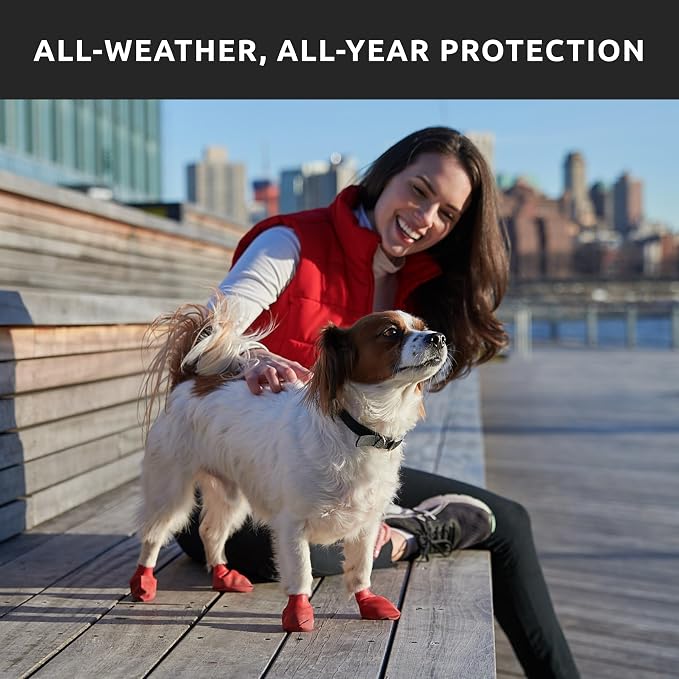 PawZ Rubber Dog Boots for Small Paws - All-Weather Waterproof Dog Shoes, Anti-Slip Traction for Rain, Snow, Mud & Hot Pavement - Pull-On Dog Booties, Black - Small (2"-2.5") - Pack of 24