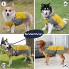IECOii Hooded Dog Raincoat,Reflective Large Dog Rain Poncho,Ensure Safety in Low - Light Conditions, Adjustable Fit with Magic Sticker,Lightweight Waterproof Pet Rain Coat,Yellow,XXL