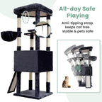 Cat Tree, 61" Tall Cat Tower, Diamond-Shaped Cat Cave VCT001G | Cat Condo with Wide Top Perch & Basket, Sturdy Scratching Post, Interactive Toy for Large Indoor Cats, Smoky Gray