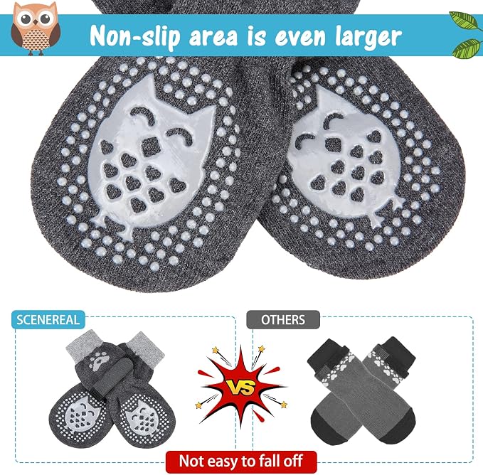 SCENEREAL Anti Slip Dog Sock to Prevent Licking Paws for Hardwood Floors, Boots & Paw Protector Shoes for Hot/Cold Pavement with Grippers, Double Sides Grips for Small Medium Large Senior Dogs