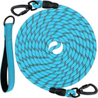 Joytale Long Dog Leash for Yard Tie Out & Recall Training, Blue, 65FT | Secure Locking Carabiner, Removable Padded Handle, Reflective Webbing for Night Safety, Ideal for Outdoor Play and Camping