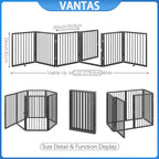 Vantas 120" x 24" Foldable Freestanding Extra Wide Dog Gate with Door,Black | Pet Gate for Stairs and Doorways, Renter Friendly No Drill, Indoor Pet Fence Extra Wide, Easy Storage, With Support Feet