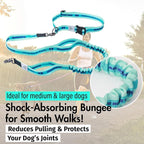 Hands Free Dog Leash with Waist Belt Lifetime Replacement, Dual Handle Bungee Leash for Running, Jogging, Hiking and Walking, for Medium and Large Dogs 5118