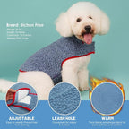 cyeollo Warm Dog Coat Reversible Dog Jacket Winter Fleece Sweater Winter Pet Apparel Jackets Sherpa Vest Sweater Cold Weather Doggie Coats for Small Dogs Cats, Blue L