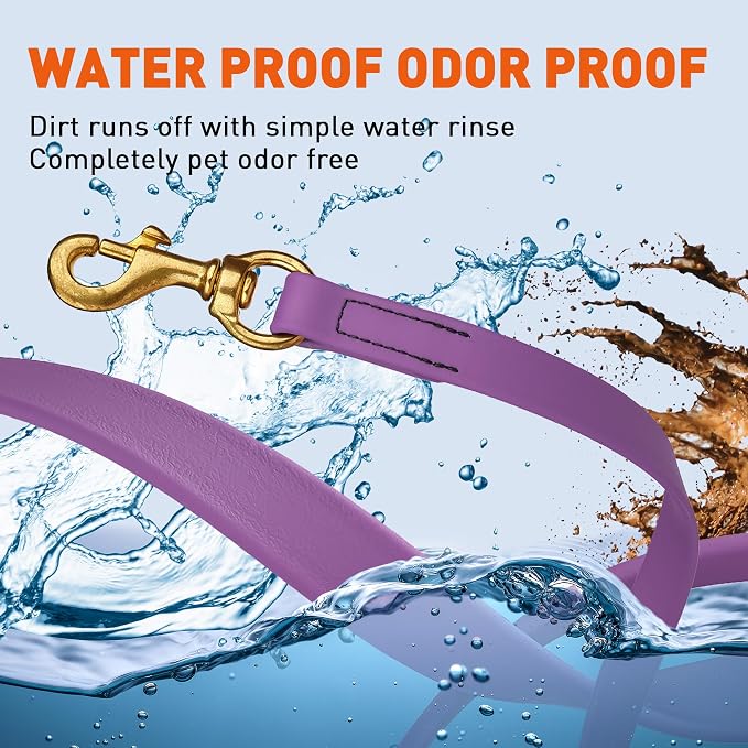 Viper Biothane K9 Working Dog Leash Waterproof Lead for Tracking Training Schutzhund Odor-Proof Long Line with Solid Brass Snap for Puppy Medium and Large Dogs, 20ft Amethyst Purple