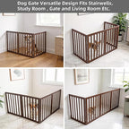 Dog Gate Indoor, Freestanding Dog Fence for The House, Doorways, Hallways,or Stairs,Pet Gate Foldable Wooden,Expandable 24" Height 3 Panels,Brown