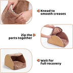 LATIBELL Indoor Puppy House Foldable Pet Tent Cave Bed ，Brown | Covered Cave Bed, For Small Dogs and Cats, Removable Washable Puppy Kennel, Soft Cushion