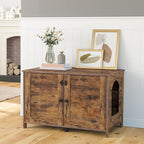 HOOBRO Litter Box Enclosure, Cat Litter Box Furniture with Removable Divider, Large Hidden Litter Box Furniture, Wooden Cat House, End Side Table, 31" L x 17.5" W x 19.7" H Rustic Brown BF03MW01G2