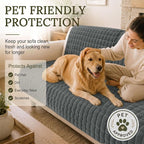 Smiry Velvet Couch Cover for Dogs, Non Slip Soft Sofa Protector for Pets | Washable Sofa Cover for Cats, Cozy Furniture Protector Against Pet Hair, Scratches, Fits Sectional Sofa(Dark Grey, 36"x63")