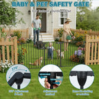 Mumeasy 80" Extra Wide Baby Gate for Doorways & Stairs, Dog Gate Indoor | Hardware Mounted Pet Gate, Auto Close Walk Thru Door, Large Child Safety Fence for Outdoor, Deck, Yard, 3 Metal Panels, Black