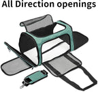 Soft-Sided Cat/Dog/Pet Carrier, Collapsible Pets Travel Carriers for Big Cats/Small Dogs with Shoulder Strap & Removable Mat, Mesh Puppy Carry Bag, Up to 16 Lbs, TSA Airline Approved(Turquoise)