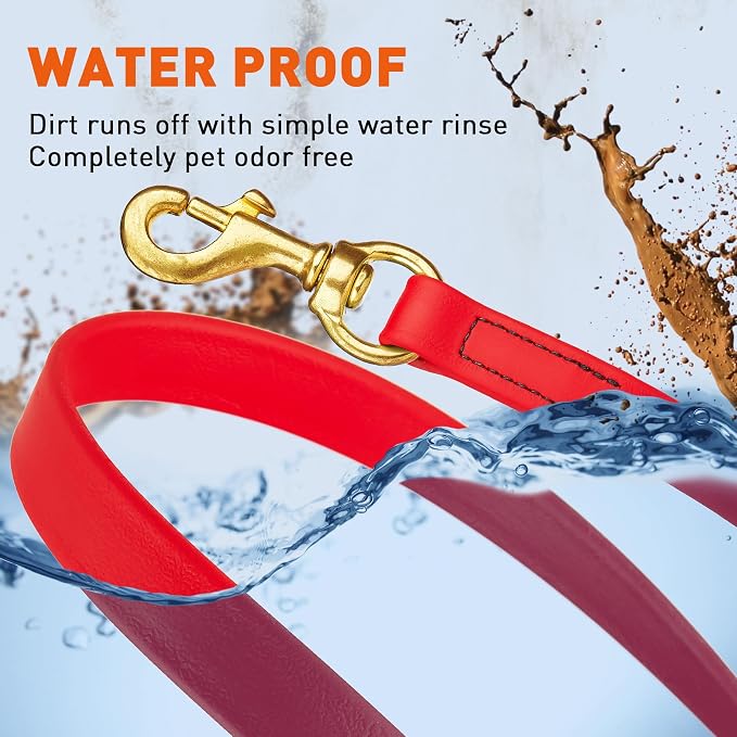 Viper Biothane K9 Working Dog Leash Waterproof Lead for Tracking Training Schutzhund Odor-Proof Long Line with Solid Brass Snap for Puppy Medium and Large Dogs, 20ft Cherry Red