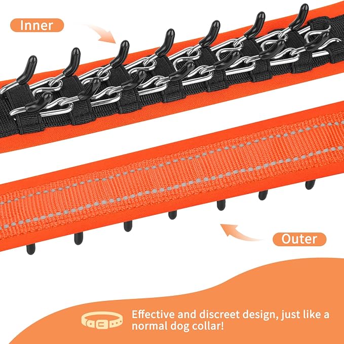 Mayerzon Martingale No Pull Collar for Medium Large Dogs | Orange, M | Patented Anti Pull Dog Collar with Buckle for Walking Training, Reflective Stitching, Neoprene Padding, Adjustable, Sturdy