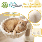 Cat Tree, 73-Inch Sturdy Corner Cat Tower for Large Cat VCT021MJ | Cat Furniture with Wide Top Perch, 2 Spacious Condos, 2 Cozy Baskets, 2 Scratching Boards & Interactive Toy, Beige
