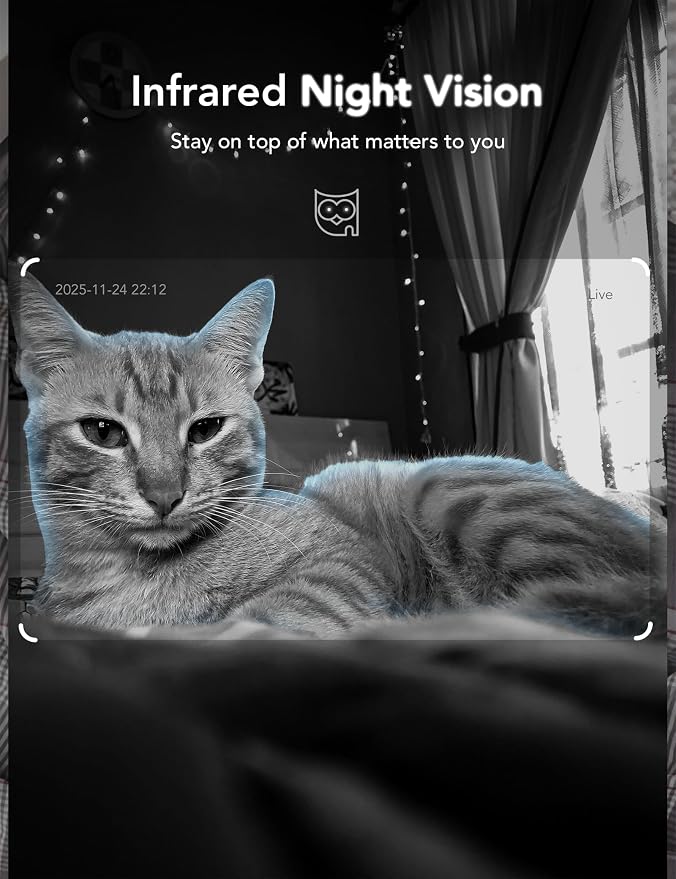 GNCC 2K Indoor Camera for Home Security with Phone App 5G/2.4G WiFi Pet Cam | Mini Pet Cam w/Human/Motion/Sound Detection, Compatible with Alexa, Cloud Storage Optional, Fixed View, Plug-in, 2 Pack
