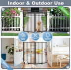 Metal Freestanding Dog Gates with Door for Outdoor Indoor,Extra Wide Tall Free Standing Dog Gate for Doorways,Large Openings,Deck,Yard,Porch,Foldable Safety Pet Fence (Black, 【2 Panels】 32''H*40''W)