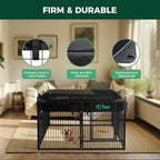 FXW Rollick Unleashed Dog Playpen for Indoor, Yard, RV Camping, 32 inch 8 Panels Dog Pen with Playpen Cover for Small and Medium Dogs, Black│Patented