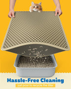 Powools Cat Litter Mat, 30 x 24 in, Waterproof, Non-Slip, Beige | Litter Trapping Mat, Easy to Clean, Litter Box Mat, Urine-Proof, Cat Toilet Training Systems Accessories, Indoor Cats