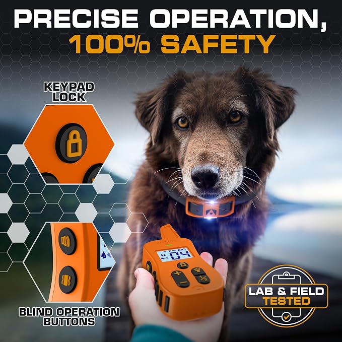 INVIROX Dog Shock Collar [Ultra K9] 124 Training Levels, 4 Powerful Modes with Night-Light and ¾ Mile Range 100% Safe Dog Training Collar for Large Dogs IP67 Waterproof