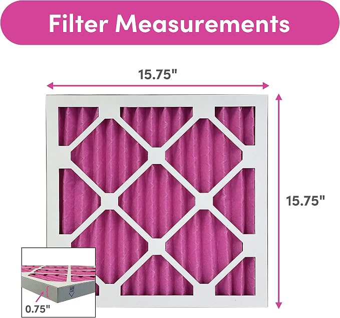 16x16x1 Air Filter by Colorfil | Color Changing Filters for Cat and Dog Odor | MERV 8 Furnace AC Filter for Pet Hair and Dust | 15.75"x15.75"x0.75" Exact Size | Pack of 6