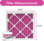 16x16x1 Air Filter by Colorfil | Color Changing Filters for Cat and Dog Odor | MERV 8 Furnace AC Filter for Pet Hair and Dust | 15.75"x15.75"x0.75" Exact Size | Pack of 2