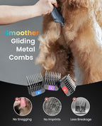 oneisall Professional Dog Clippers Dual Battery Unlimited Runtime A5 Blade | 3700SPM 2-Speed, 2 Pcs 2600mAh Swappable Battery, Low Noise Dog Grooming Clippers for Thick Long Curly Matted Hair