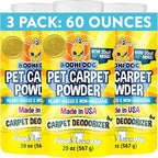 Bodhi Dog Natural Carpet Deodorizer Powder - Dry Pet Smell Eliminator & Urine Odor Remover - Loosens Fur & Dirt - Plant-Based Room Freshener for Vacuuming Home with Pets - Fresh Laundry (Pack of 3)
