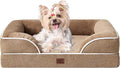 EHEYCIGA Orthopedic Small Dog Bed, Waterproof Memory Foam Washable Pet Beds | Non-Slip Bottom and Egg-Crate Foam Medium Pet Couch Bed with Washable Removable Cover, Camel